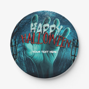 Zombie Happy Halloween Party Paper Plate