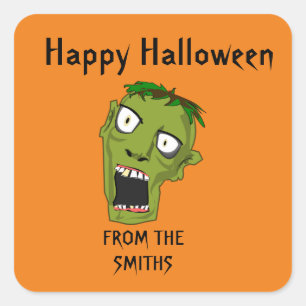 ZOMBIE HAPPY HALLOWEEN  SQUARE STICKER