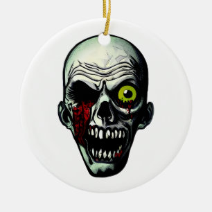 Zombie Head Ceramic Tree Decoration