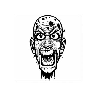 Zombie Head Rubber Stamp