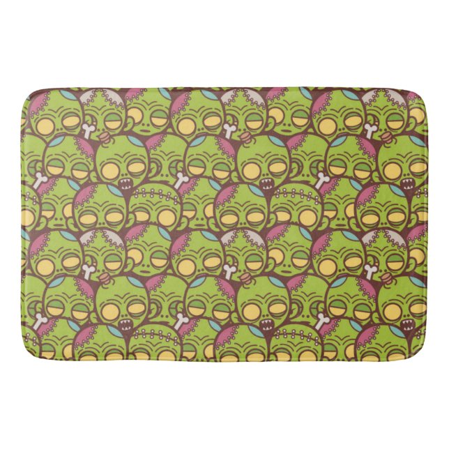 Zombie Head Seamless Pattern Bath Mat (Front)