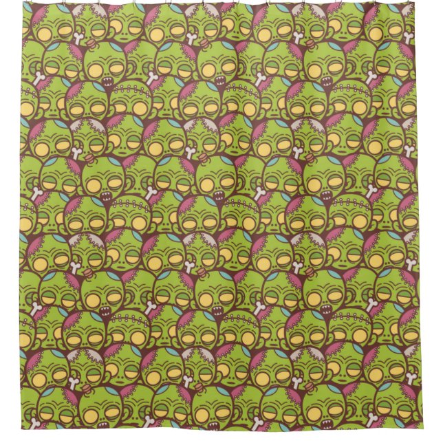 Zombie Head Seamless Pattern Shower Curtain (Front)