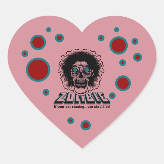 Zombie Heart pink Heart Sticker (Front)
