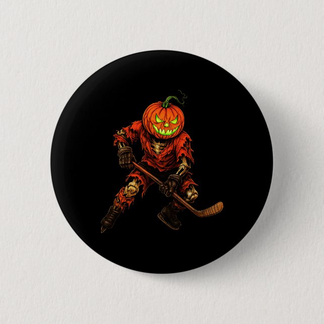 Zombie Hockey Player Costume Skeleton Ice Hockey H 6 Cm Round Badge (Front)