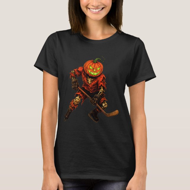 Zombie Hockey Player Costume Skeleton Ice Hockey H T-Shirt (Front)