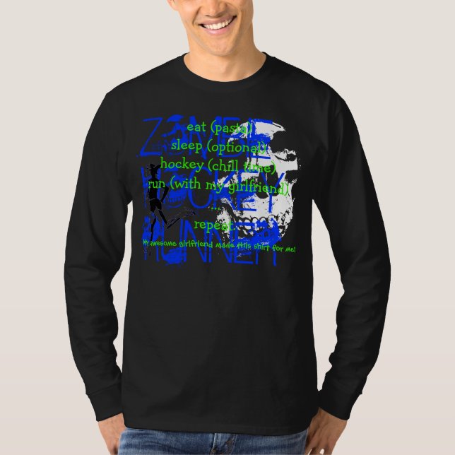 ZOMBIE HOCKEY RUNNER...eat, sleep, play hockey,... T-Shirt (Front)