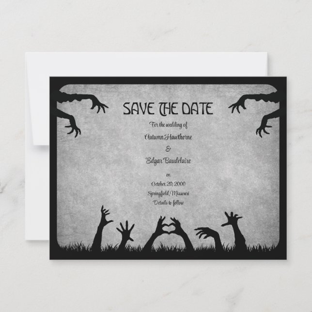 Zombie Horror Halloween Wedding Save The Date (Front)