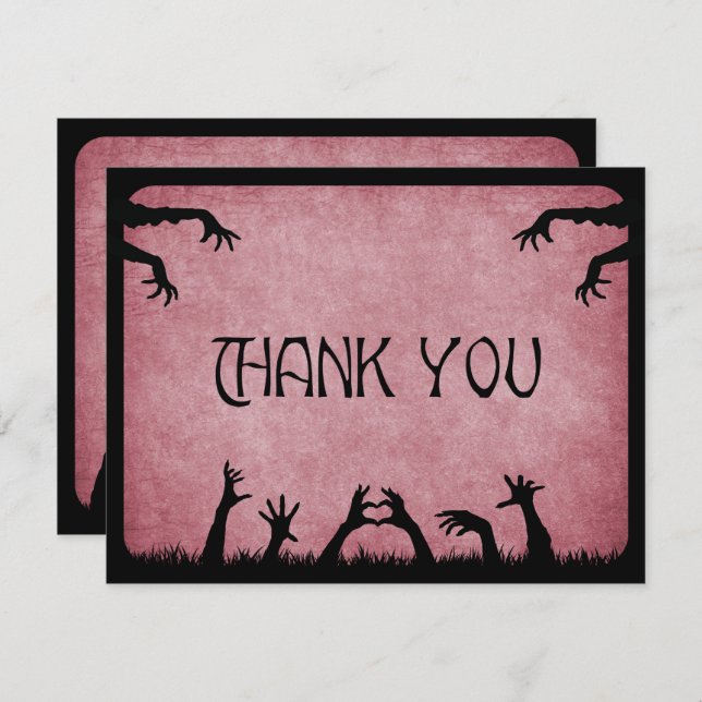 Zombie Horror Halloween Wedding Thank You Card (Front/Back)