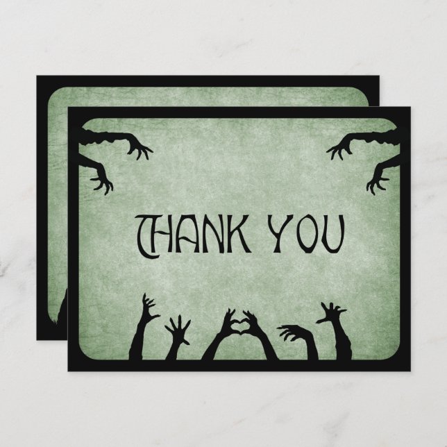 Zombie Horror Halloween Wedding Thank You Card (Front/Back)