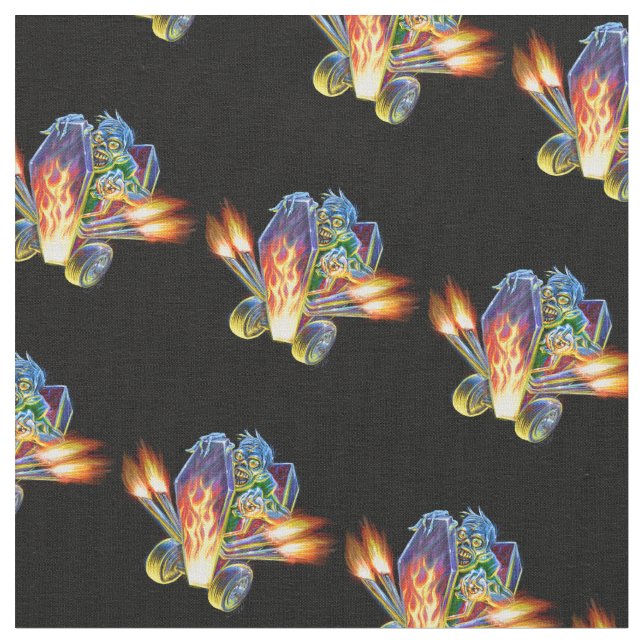 Zombie Hotrod Fabric (Close Up)