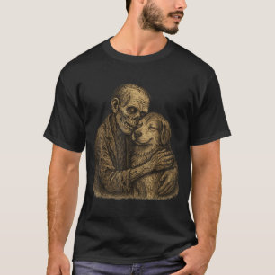 Zombie Hugging Dog Gothic Halloween Pet Dog Lovers T-Shirt