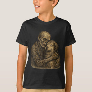 Zombie Hugging Dog Gothic Halloween Pet Dog Lovers T-Shirt