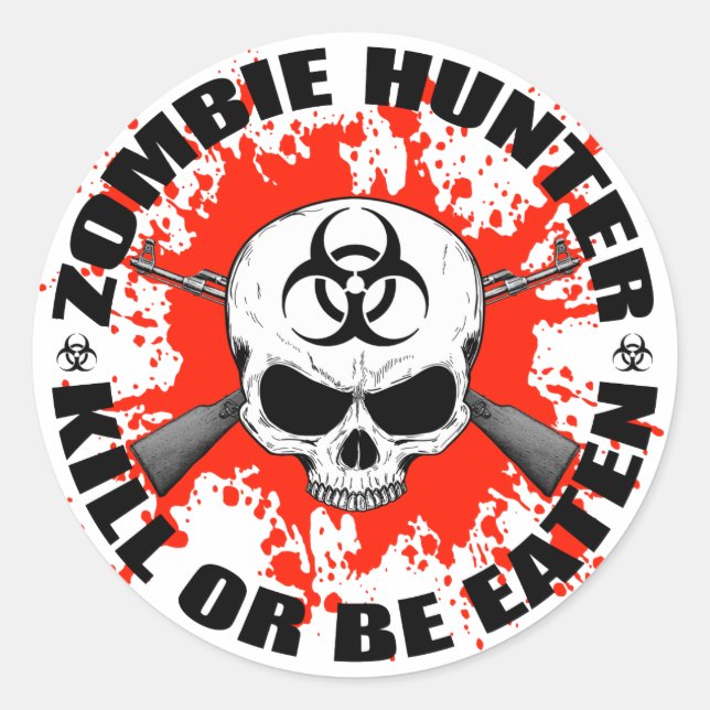 Zombie Hunter 1 Classic Round Sticker (Front)