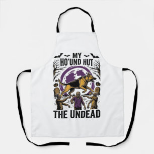 Zombie Hunter Dog Halloween Vintage Engraving Shir Apron