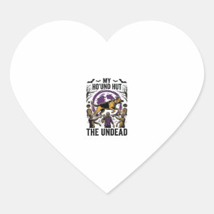Zombie Hunter Dog Halloween Vintage Engraving Shir Heart Sticker