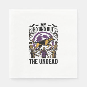 Zombie Hunter Dog Halloween Vintage Engraving Shir Napkin