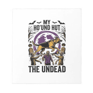 Zombie Hunter Dog Halloween Vintage Engraving Shir Notepad