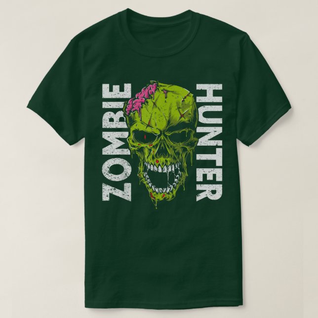 Zombie Hunter  Halloween Apparel Funny Halloween  T-Shirt (Design Front)