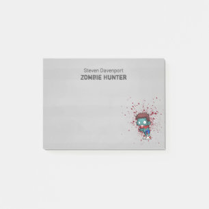Zombie Hunter with Blood Splatter Creepy Cool Post-it Notes