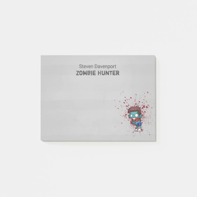 Zombie Hunter with Blood Splatter Creepy Cool Post-it Notes (Front)