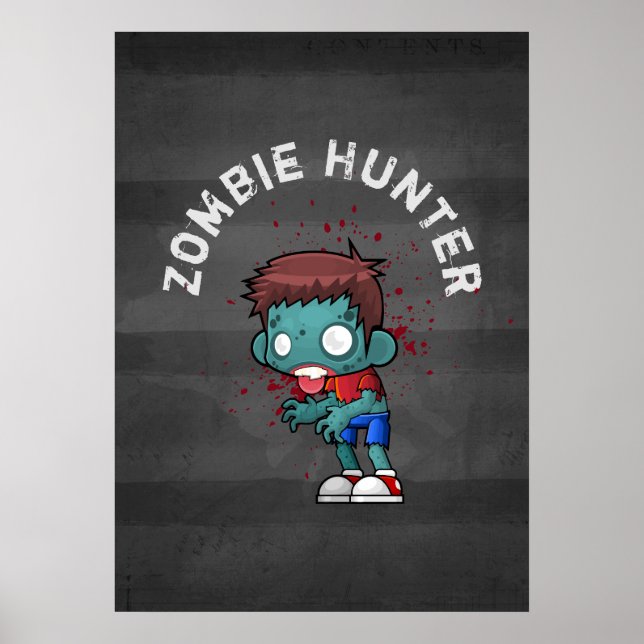 Zombie Hunter with Blood Splatter Creepy Cool Poster (Front)