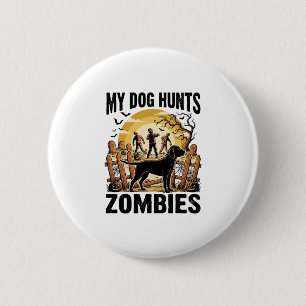 Zombie Hunting Dog Vintage Halloween Tee_1 6 Cm Round Badge