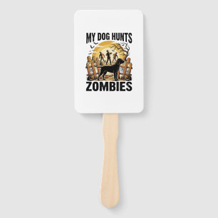Zombie Hunting Dog Vintage Halloween Tee_1 Hand Fan