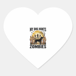 Zombie Hunting Dog Vintage Halloween Tee_1 Heart Sticker