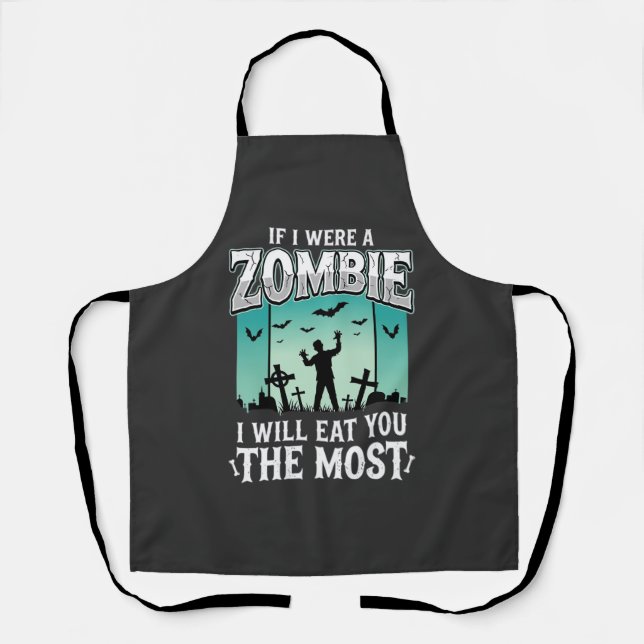 Zombie I Will Eat You Halloween Design_1 Apron (Front)