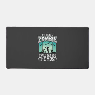 Zombie I Will Eat You Halloween Design_1 Desk Mat