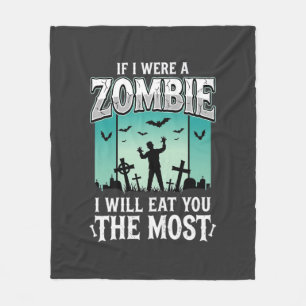 Zombie I Will Eat You Halloween Design_1 Fleece Blanket