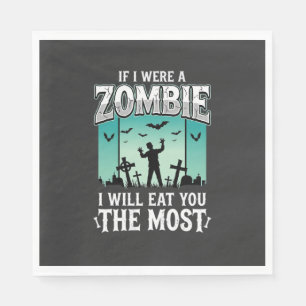 Zombie I Will Eat You Halloween Design_1 Napkin