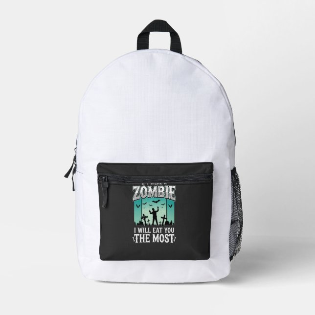 Zombie I Will Eat You Halloween Design_1 Printed Backpack (Front)
