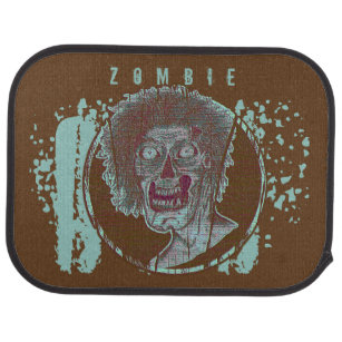 Zombie! Illustrated Zombie Head Foam Green/Brown Car Mat