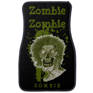 Zombie Illustrated Zombie Head Green Car Mat