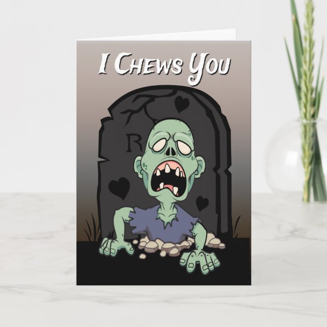 Zombie in a Cemetery for Valentine’s Day Card (Front)