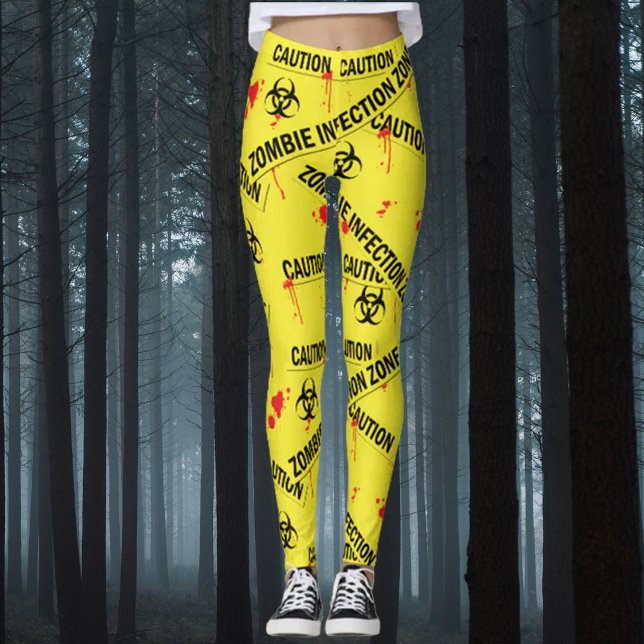 Zombie Infected Caution Blood Spattered Leggings (Creator Uploaded)