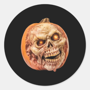 Zombie-Inspired Horror Pumpkin Funny Halloween  Classic Round Sticker