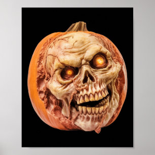 Zombie-Inspired Horror Pumpkin Funny Halloween Poster