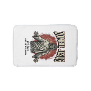 Zombie Jesus Vintage Engraving Funny Shirt Design_ Bath Mat
