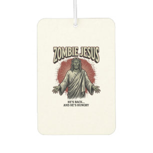 Zombie Jesus Vintage Engraving Funny Shirt Design_ Car Air Freshener