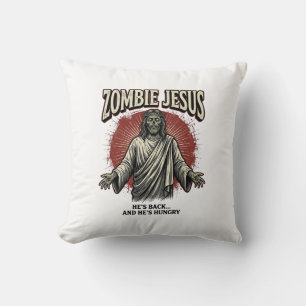 Zombie Jesus Vintage Engraving Funny Shirt Design_ Cushion