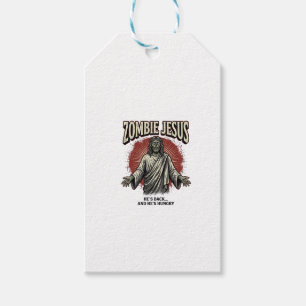 Zombie Jesus Vintage Engraving Funny Shirt Design_ Gift Tags