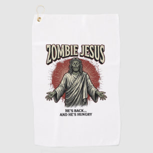 Zombie Jesus Vintage Engraving Funny Shirt Design_ Golf Towel