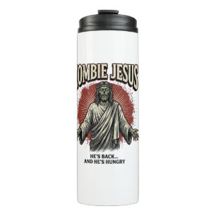 Zombie Jesus Vintage Engraving Funny Shirt Design_ Thermal Tumbler