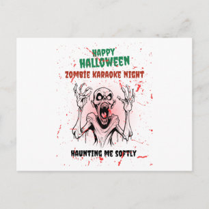 Zombie Karaoke Night – Funny Halloween Party Postcard