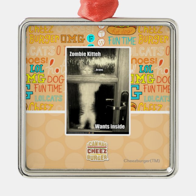 Zombie Kitteh Metal Tree Decoration (Front)