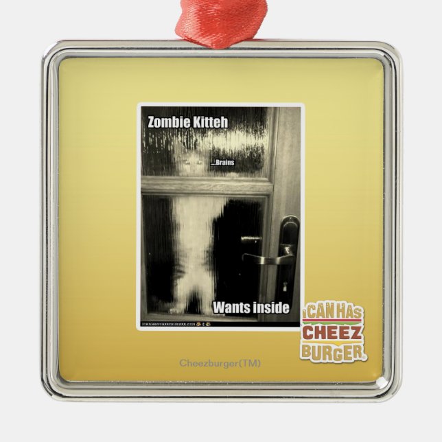 Zombie Kitteh Metal Tree Decoration (Front)