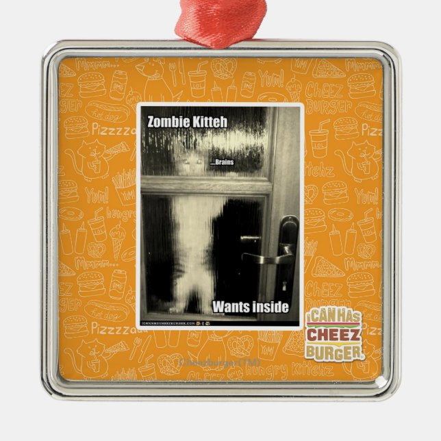 Zombie Kitteh Metal Tree Decoration (Front)