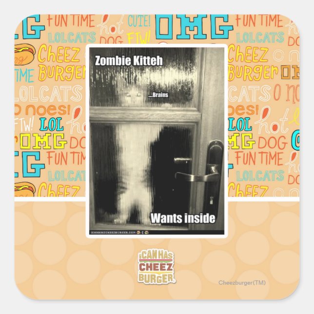 Zombie Kitteh Square Sticker (Front)